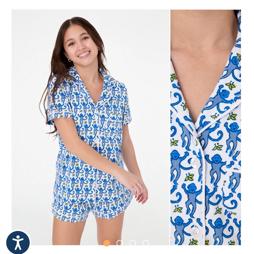 Roller rabbit medium blue monkey polo short set